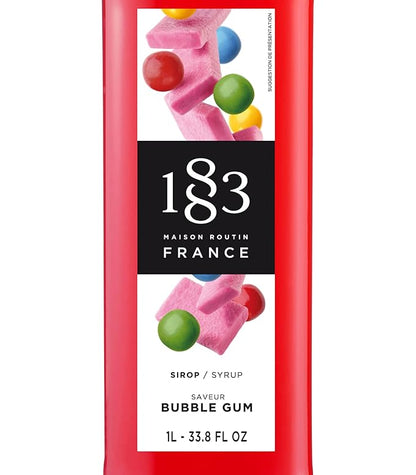 1883 Bubblegum Syrup for Drinks, Made in France, 1 Liter Glass Bottle