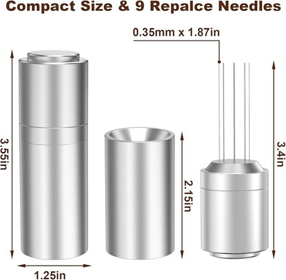 WDT Espresso Distribution Tools Espresso Stirrer Tool WDT Coffee Distributor for Barista Espresso Machine Accessories 9*0.35mm Espresso Grounds Stirrer with Extra 9 Replaceable Needles,Silver