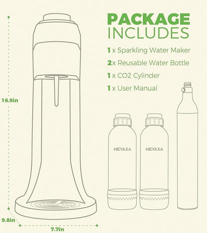 Sparkling Water Maker, Soda Maker Machine for Quickly Creating Refreshing Soda, Includes 2x BPA-Free 1L Carbonation Bottle, Compatible with 60L CO2 Carbonator (Pearl White)