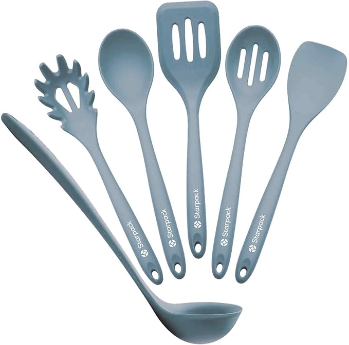 Starpack 'Like a Boss' XL Premium Silicone Cooking Utensils Set (6 Pcs) - Heat Resistant Kitchen Utensils 600°F - Non-Stick Silicone Utensil Set - Large Kitchen Utensils Set for Cooking & Serving