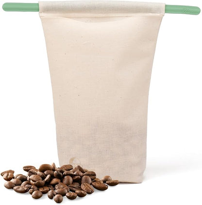 Food Huggers Sustainable Coffee Storage| Bulk Bean Bag | Eco-Friendly, Zero-Waste | BPA-Free, Dishwasher Safe Silicone | Ideal for Groceries, Food | Reusable, Large (1pc)