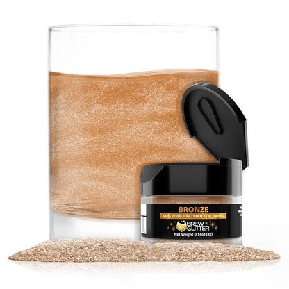 Brew Glitter Bronze Edible Drink Glitter 1x 4g Jar for Cocktails, Beer, & Beverages