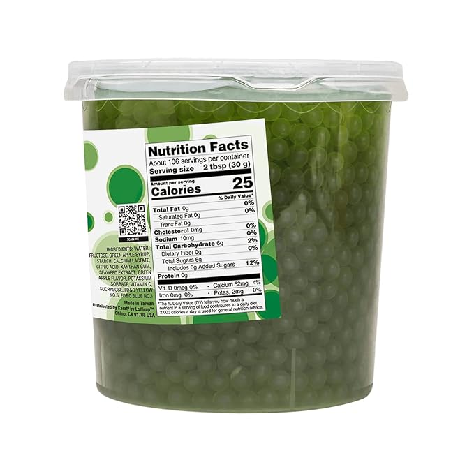 Tea Zone [7 Pounds] Green Apple Popping Pearls for Boba Tea Beverages, Sweets, Ice Cream Topping | B2060