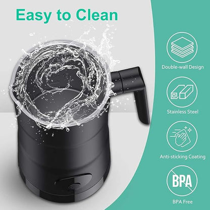 Electric Milk Frother, 4 in 1 Milk Steamer, 11.8oz/350ml Automatic Warm and Cold Foam Maker, Milk Warmer for Latte, Cappuccinos, Macchiato, Hot Chocolate, Coffee, Matte Black