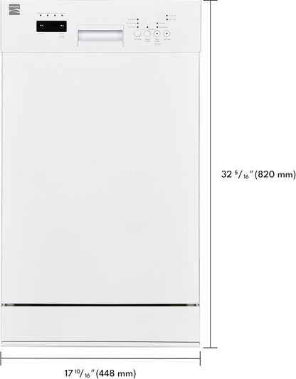 Kenmore 18" Built-in Stainless Steel Tub Dishwasher EasyFlex 3rd, SmartWash, UltraWash Plus, TurboDry, MoreSpace Adjustable Rack, Energy Star Certified, White