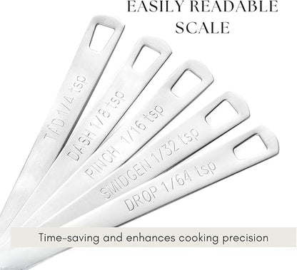 2 Pack Teaspoon Measuring Spoons, 1/4 tsp, 1/8 tsp, 1/16 tsp, 1/32 tsp, 1/64 tsp Mini Measuring Spoons Set, Stainless Steel Cooking Baking Tiny Measuring Spoon for Powders, Spices, Salt