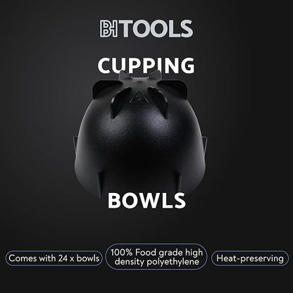 Black Coffee Cupping Bowls 200ml - Stackable Heat-Preserving Cups - Premium Material Ideal for Coffee Tasting, High-Density Polyethylene for Zero Taste Interference - Set of 12