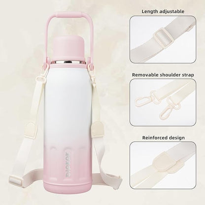 BJPKPK Insulated 50oz Thermos Water Bottle with Lid and Carry Handle Dishwasher Safe Stainless Steel Water Bottles for Outdoor,Pink Pearl