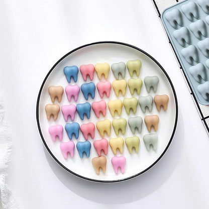 Unique Tooth Shape Candy, Chocolate Silicone Molds Set, 70 Cavity, Non Stick Mold for Gummy, Cupcake Topper, Snack, Biscuit, Handmade Diy, 2 Count, Blue