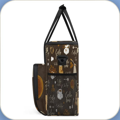 Retro Coffee Coffee Maker Carring Bag Tea and Coffe Travel Carrying Storage Tote Bag Compatible with Keurig K-Mini or K-Mini Plus Portable Single Serve Coffee Brewer Case with Pockets for K-cup Pods