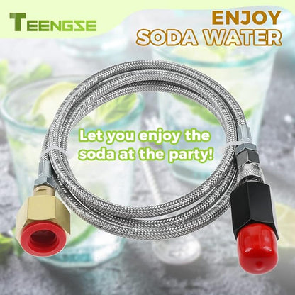 CO2 Cylinder Direct Adapter Hose, 60in Stainless Steel CO2 Tank Hose Compatible with Fizzi One Touch Jet Aqua Fizz, CGA320 to TR21-4
