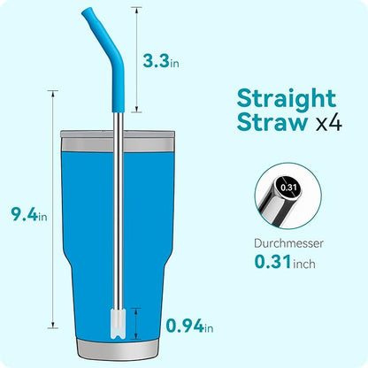 30oz Metal Straws for Stanley 30oz Cup, 4 PCS Stainless Steel Reusable Drinking Straw for YETI, STANLEY, US Acrylio, BJPKPK, Simple Modern and so on