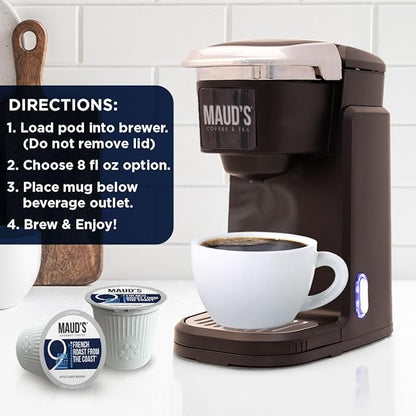 Maud's French Roast Coffee Pods, 100 ct, Dark Roast Coffee in Recyclable Single Serve Pods – 100% Arabica Coffee, Compatible with Keurig K Cups Maker