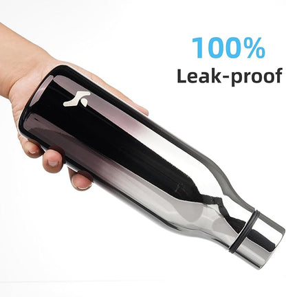 Insulated Water Bottle with Strap,18 oz Double Wall Stainless Steel Vacuum Bottles Metal Water Flask,Silver Miner