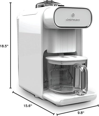 ChefWave Milkmade Dairy Alternative Vegan Nut Milk Maker Machine Almond Milk Soy Milk Oat Milk Cashew Milk Coconut Milk Macadamia Milk, No Soaking, Auto-Clean, Delay Start, Recipe Book - White