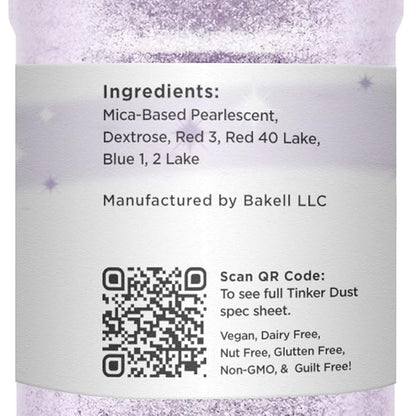 BAKELL Soft Purple Edible Glitter, 45 Grams | TINKER DUST Edible Glitter | KOSHER Certified | 100% Edible Glitter | Cakes, Cupcakes, Cake Pops, Drinks, Dessert Vegan Glitter & Dusts (45g Shaker, Soft Purple)