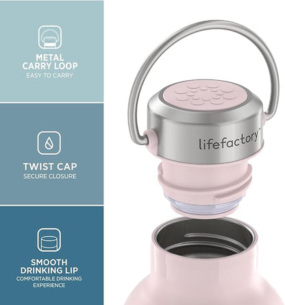 Lifefactory 20-Ounce Stainless Steel Vacuum-Insulated Sport Bottle, Desert Rose