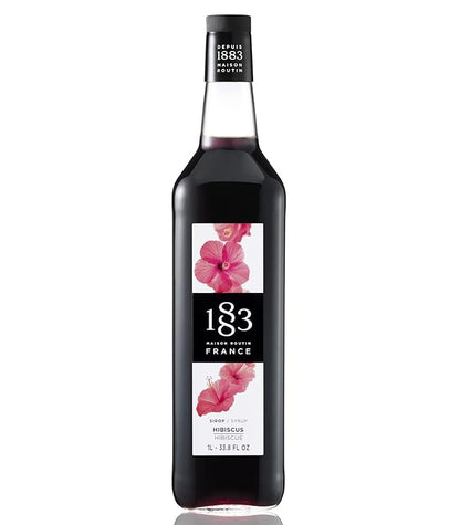 1883 Hibiscus Syrup for Drinks, Made in France, 1 Liter Plastic Bottle