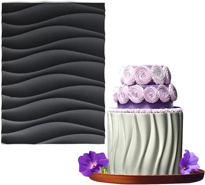 mostsom Silicone Lace Mold for Fondant, Wave Pattern Embossing Mat, and Decorating – Flexible Food-Grade Mold for Cake, Chocolate, Resin, Soap, Clay Crafts (D_Wave)