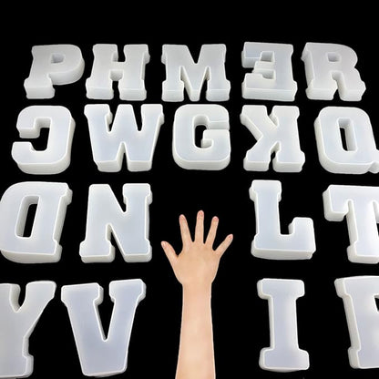 ESEDAGE 6 inch 26 Pack English Alphabet Silicone Letter Mold - Capital & Large Letter Resin Casting Mold