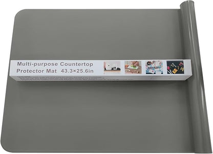 KVK 43.3×25.6in Silicone Mats for Kitchen Counter - Extra Large Silicone Mat Heat Resistant - Glossy Bottom Non Slip - Universal Painting Craft Resin Mat Table Countertop Protector, Dark Grey