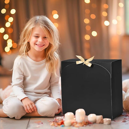 8Pack Large Gift Boxes with Lids, 12x12x5 Inches Bridesmaid Proposal Box With Ribbon, Black Boxes For Gifts, Paper Gift Box For Presents, Wedding, Bridal Shower, Birthday Party
