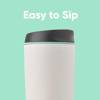 Owala SmoothSip Insulated Stainless Steel Coffee Tumbler, Reusable Iced Coffee Cup, Hot Coffee Travel Mug, BPA Free 20 oz, Gray (Cloudscape)