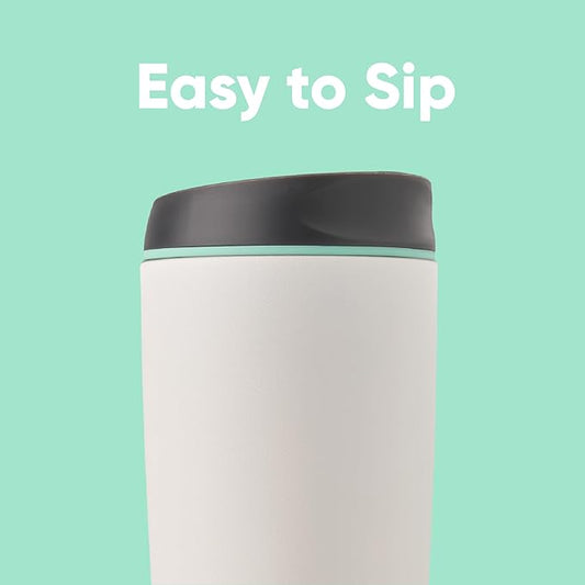 Owala SmoothSip Insulated Stainless Steel Coffee Tumbler, Reusable Iced Coffee Cup, Hot Coffee Travel Mug, BPA Free 20 oz, Gray (Cloudscape)