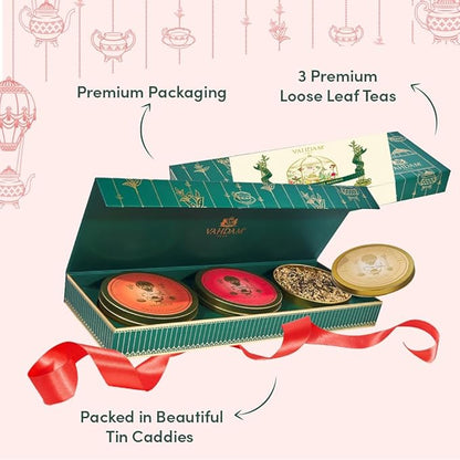 VAHDAM, Oprah's Favorite Tea Gift Sets | 3 Premium Chai Teas in Golden Tin Caddy Gift Box | Exotic Chai Tea Blends | Gluten Free, Non GMO | Gifts for Men And Women