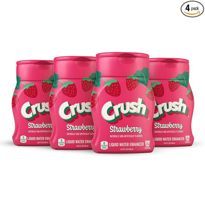 Crush, Strawberry, Liquid Water Enhancer – New, Better Taste! (4 Bottles, Makes 96 Flavored Water Drinks) – Sugar Free, Zero Calorie