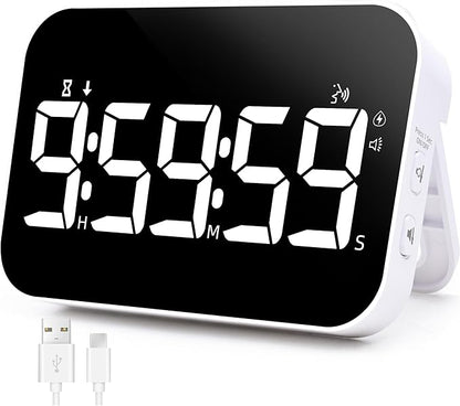 Kitchen Digital Timer, Rechargeable Magnetic Count Down Up Timer, Vibration Mode Adjustable Volume and Brightness LED Display with Sound Alert Function for Kids Adults Study Teaching, Kitchen Gadgets