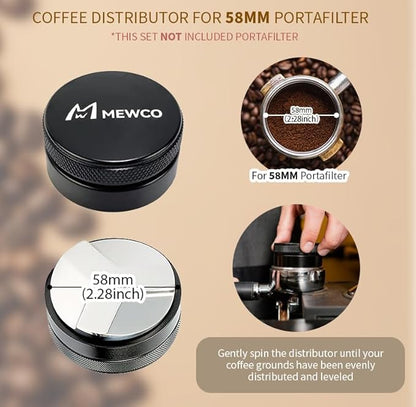 7 Pack Espresso Tamper Station&Coffee Distributor Tamper&Espresso WDT Stirrer&Coffee Tamping&Brush&Coffee Dosing Funnel&Espresso Puck Screen, Espresso Accessories for Bar Home Office (58 mm)