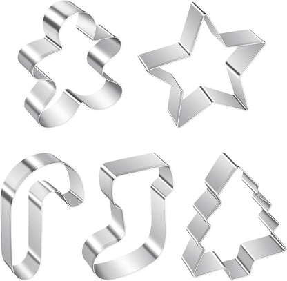 ALLTOP Christmas Cookie Cutter Set - 5 Biscuit Shapes for Creative Baking Delights