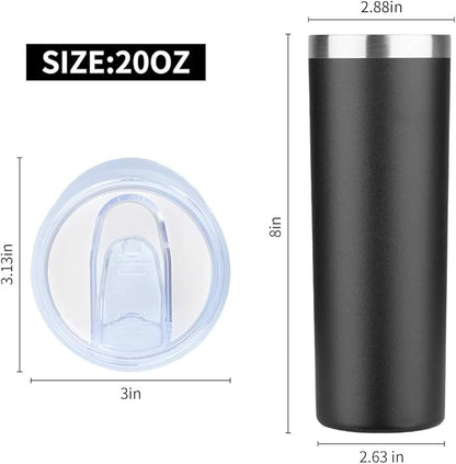 HASLE OUTFITTERS 20 oz Skinny Tumbler, Stainless Steel Insulated Slim Tumbler with Lid, Reusable Double Wall Travel Coffee Mug, Durable Powder Coated Travel Water Cup(Black, 1)