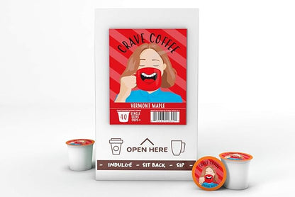 Crave Beverages Flavored Coffee Pods, Compatible with 2 K-Cup Brewers, Vermont Maple, 40 Count