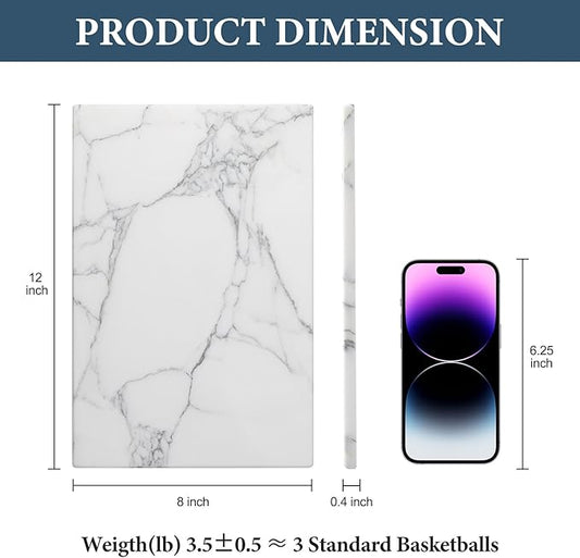 Koville Italian Natural Marble Cutting Board for Kitchen Pastry Bread Macaron Display, 12" x 8" Real Stone Slab Marble Cheese Board for Counter, Bathroom Perfume Tray Candle Plate (Arabescato)