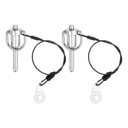 uxcell 2 Pcs Quick Release Pin, 1/4" x 0.8" Silver Stainless Steel Ball Locking Pin with Wire for Audio Bimini Top Marine