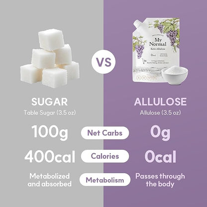 My Normal Keto Powdered Allulose 16oz - Allulose, Monk Fruit & Stevia Blend, 99.8% Allulose, 1:1 Sugar Substitute, Non GMO, Gluten Free, Zero Calorie Sweetener - 0g Net Carb, No Sugar