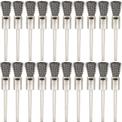 20PCS Wire Brushes - Metal Rust Removal, Polishing, Cleaning - 8mm Diameter, 3mm Shaft - Removes Burrs, Dust, and Oxide Layer - Handles Rough Surfaces - Designed for Industrial and DIY Enthusiasts