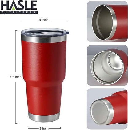 HASLE OUTFITTERS 30oz Stainless Steel Tumbler, Double Wall Vacuum Insulated Travel Mug Tumbler, Durable Insulated Coffee Mug, Gift Box Set (Red, 12)
