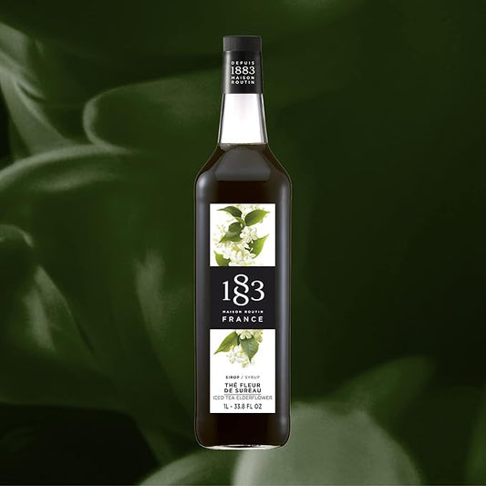 1883 Iced Tea Elderflower Syrup for Drinks, Made in France, 1 Liter Glass Bottle