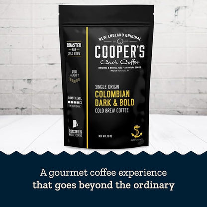 Colombian Dark Roast, Single Origin, Gourmet Organic Cold Brew Coffee Beans, Smooth Taste of Cocoa with Light Fruited Flavors, Cold Brew Coffee Grounds, 1 lb Coffee Bag