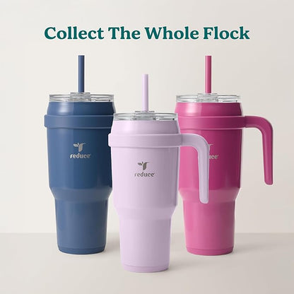 REDUCE 40 oz Stainless Steel Tumbler with Handle - Dual-Wall Vacuum Insulated Travel Mug, Sweat-Proof Lid & Reusable Straw - Keeps Drinks Cold for 24 Hrs, Fits Cupholders, Dishwasher Safe - Pineapple