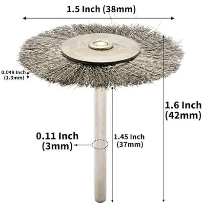 20PCS T-shaped Wire Brushes - Metal Rust Removal, Polishing, Cleaning - 38mm Diameter, 3mm Shaft - Removes Burrs, Dust, and Oxide Layer - Handles Rough Surfaces - Designed for Industrial and DIY Use