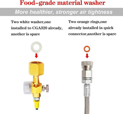 Soda Machine Co2 Adapter with High Pressure Hose,Co2 Tank Direct Adapter to TR21-4 Soda Water Maker Compatible with Onetouch Jet Aqua Fizz Ninja Thirsti 60inch with Gauge