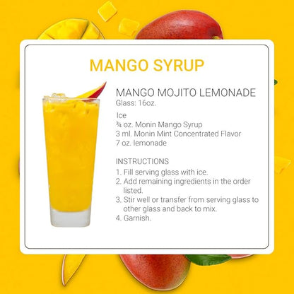 Monin - Mango Syrup, Tropical and Sweet, Great for Cocktails, Sodas, and Lemonades, Gluten-Free, Non-GMO (1 Liter, 2-Pack)