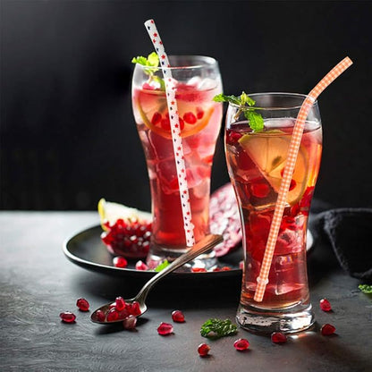 50 Pack Bent Reusable Straws, BPA-Free, 9" Colorful Hard Plastic Stripe Drinking Straw for Mason Jar Tumbler, Family or Party Use With Cleaning Brush