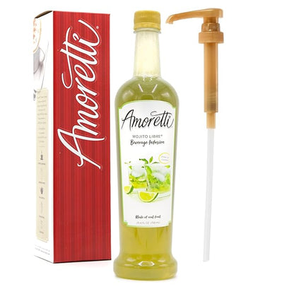 Amoretti - Mojito Libre Beverage Infusion - Drink Mix & Water Enhancer with Pump for Flavoring Cocktails, Waters, Teas, and other Beverages, Preservative Free