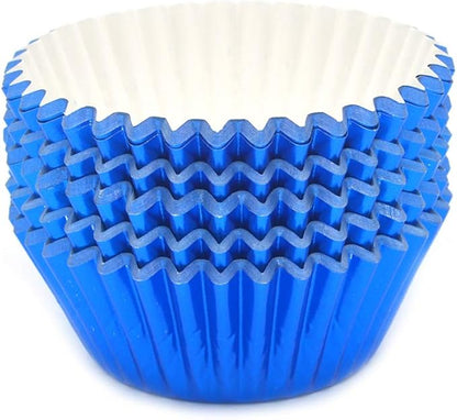 Standard Blue Foil Cupcake Liners Muffin Baking Cups for Party and More, 100-Count
