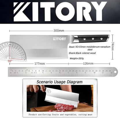 Kitory 7" Lightweight Meat Cleaver, Chinese Chef Knife for Slicing & Chopping (No Bones)- German High Carbon Steel - Ergonomic Pakkawood Handle - Ideal for Women, 2024 Gift (Metadrop Series)